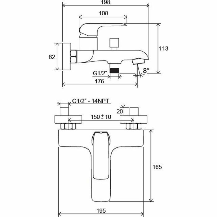 Смеситель для ванны Ravak Flat FL 022.00/150 X070119 Хром