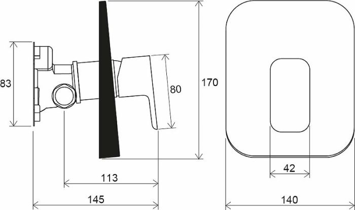 Смеситель для душа Ravak 10° Free black-TD F 066.20 X070159 Черный матовый