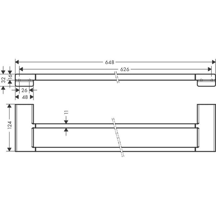 Двойной держатель полотенец AddStoris Hansgrohe 41743990, полированное золото