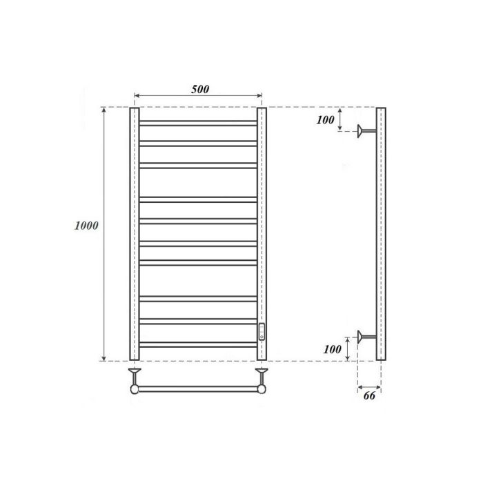 Электрический полотенцесушитель Point Аврора PN10850W П10 500x1000 диммер справа Белый