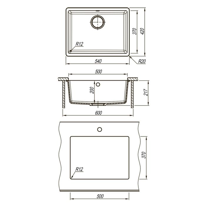 Кухонная мойка Lemark Sinara 540-U 9910073 Антрацит