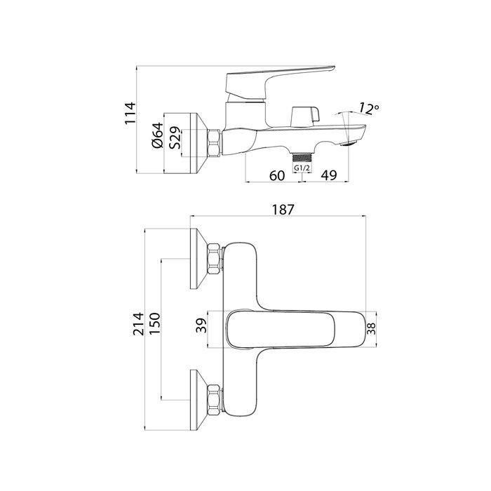 Смеситель для ванны IDDIS Sign (SIGSB02i02WA)