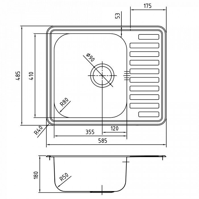 Мойка кухонная IDDIS 585*485 Strit S (STR58SDi77)