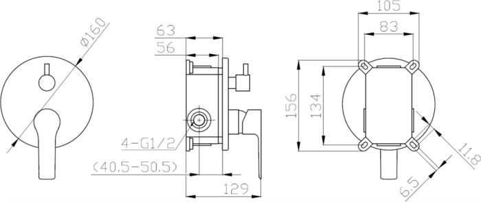 Смеситель для душа встроенный ESKO Singapore (SB83-2)