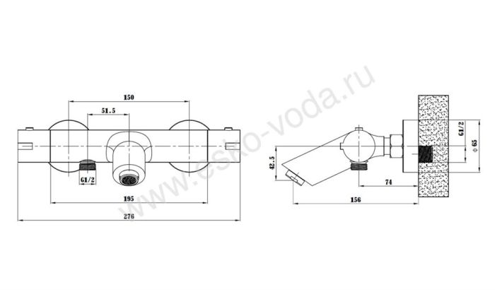 Смесител для душа ESKO с термостатом Mikros (T3054 Black)