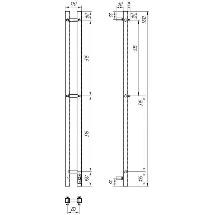 Полотенцесушитель электрический Point Гермес PN13812 П3 8x120см хром