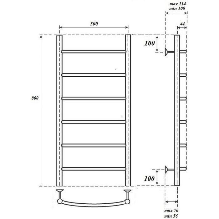 Водяной полотенцесушитель Point Афина PN04158BR П6 500x800 Бронза