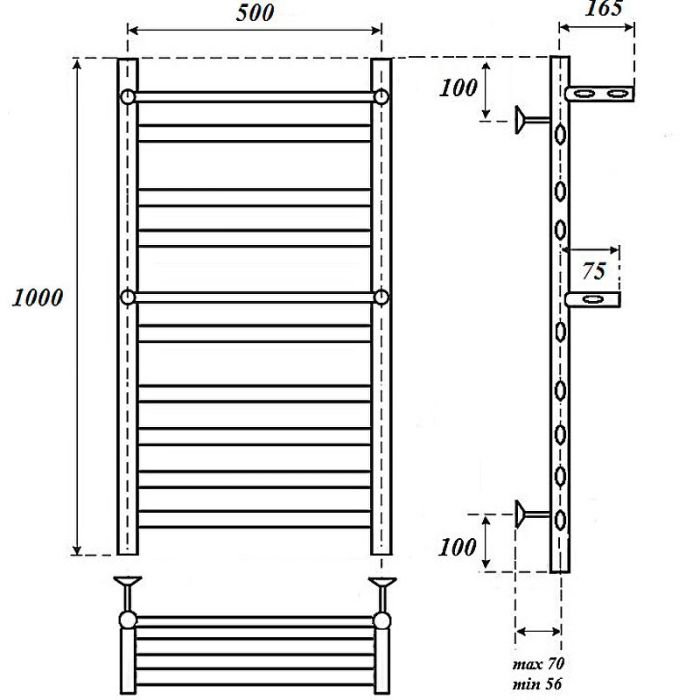 Электрический полотенцесушитель Point Артемида PN14150PE П8 500x1000 c 2 полками левый/правый Хром