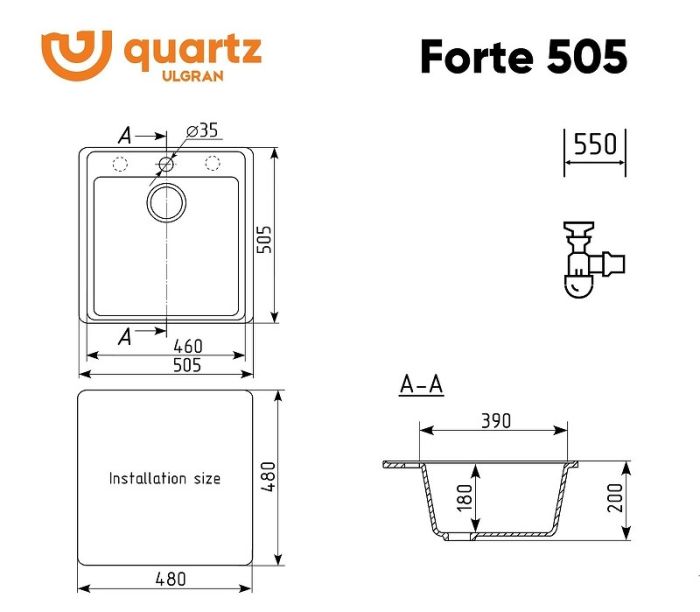 Кухонная мойка Ulgran Quartz Forte 505-01 Жасмин