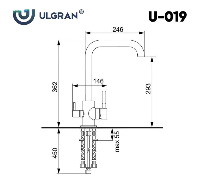 Смеситель Ulgran U-019-310, серый