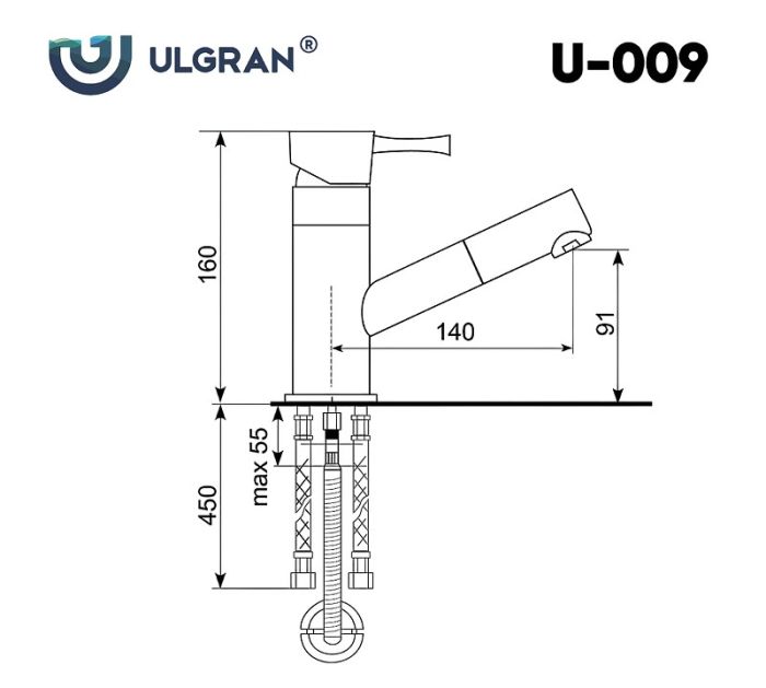 Смеситель для кухни Ulgran Classic U-009-344 Ультра-черный