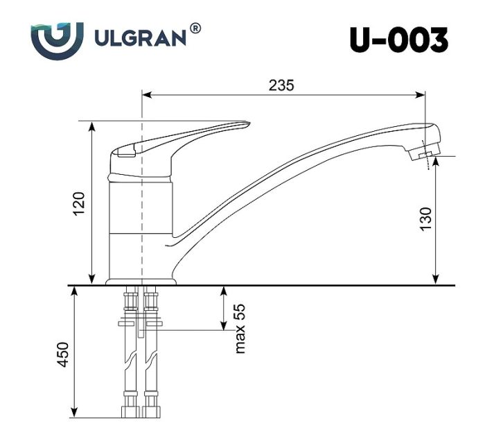 Смеситель для кухни Ulgran Classic U-003-344 Ультра-черный