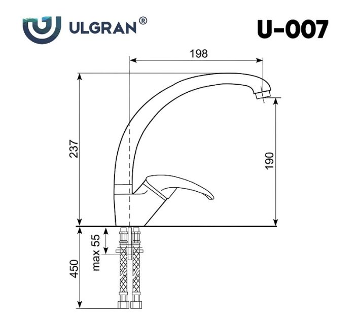 Смеситель для кухни Ulgran Classic U-007-343 Антрацит