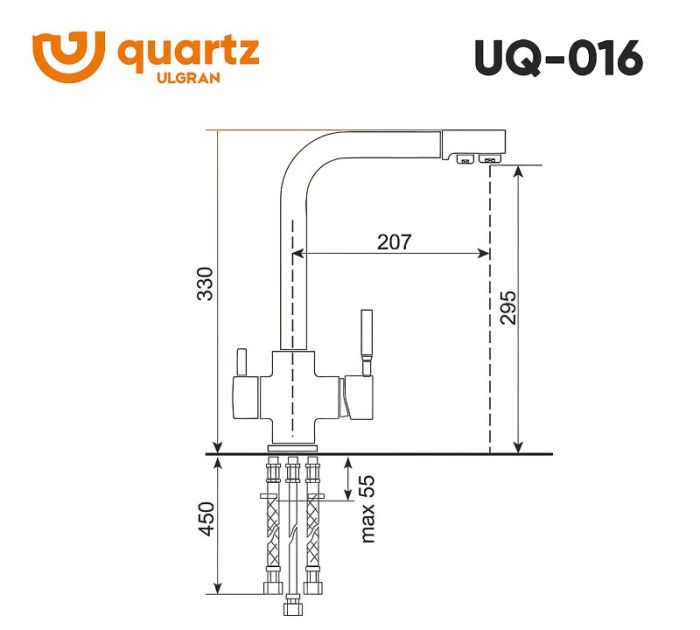 Cмеситель ULGRAN Quartz UQ-016-04, платина