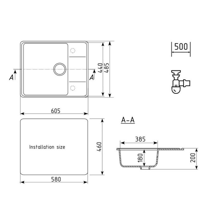 Кухонная мойка Ulgran Quartz Prima 605-09 Асфальт