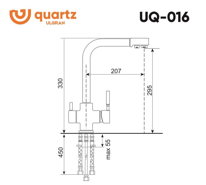 Смеситель для кухни Ulgran Quartz UQ-016-09 Асфальт