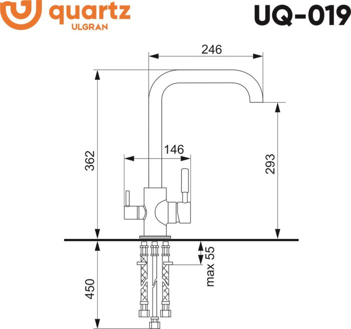 Смеситель для кухни Ulgran Quartz UQ-019-09 Асфальт