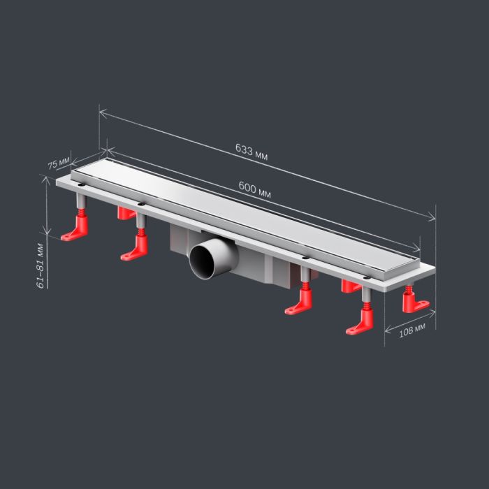 W02SC-U11-060-04SB PrimeFlow Трап для душа линейный универс затвор Tile 60см цвет сталь мат