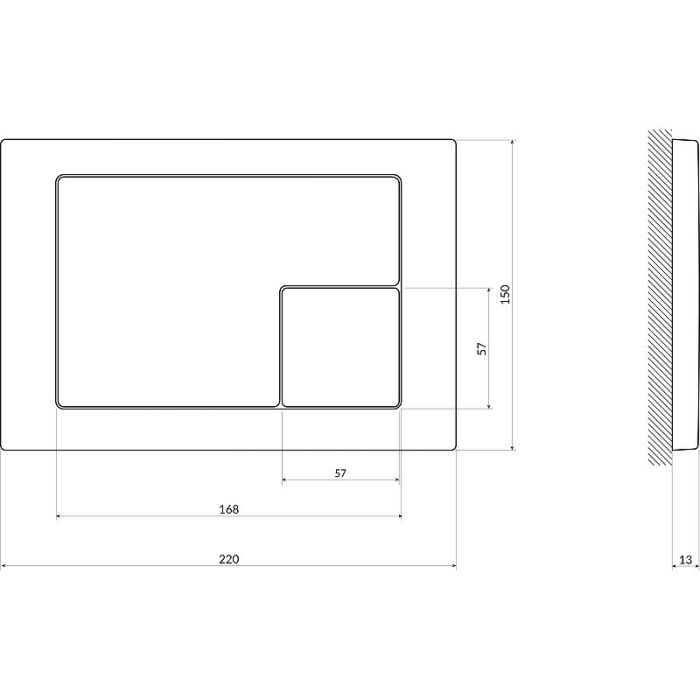 Кнопка Cersanit CORNER для LINK PRO/VECTOR/LINK/HI-TEC пластик хром матовый (64107)