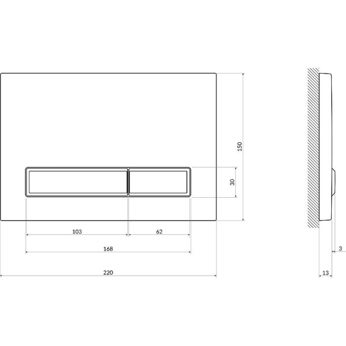 Кнопка Cersanit BLICK для LINK PRO/VECTOR/LINK/HI-TEC пластик хром матовый (64078)