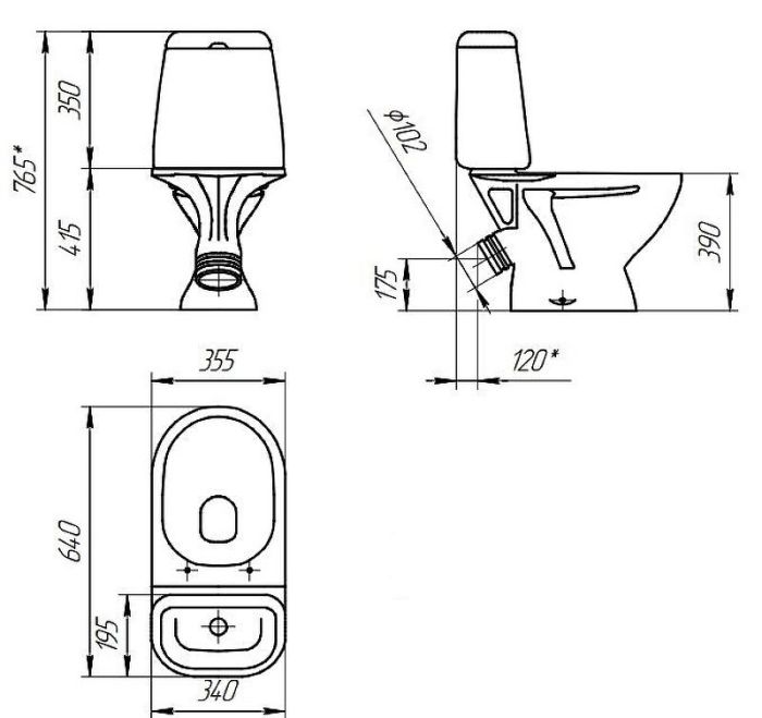 Унитаз компакт Cersanit Star 031 3/6 DPL EO , с бачком и сиденьем Микролифт (63423 )