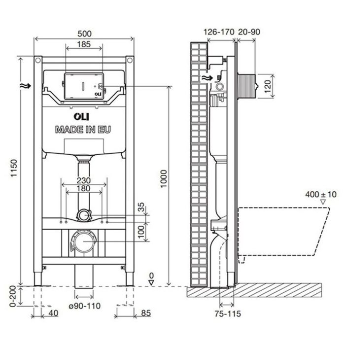 Инсталляция для подвесного унитаза Oli 120 Plus Fast Fit механическая (097947)