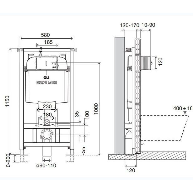 Инсталляция для подвесного унитаза Oli 74 Pure (152978)