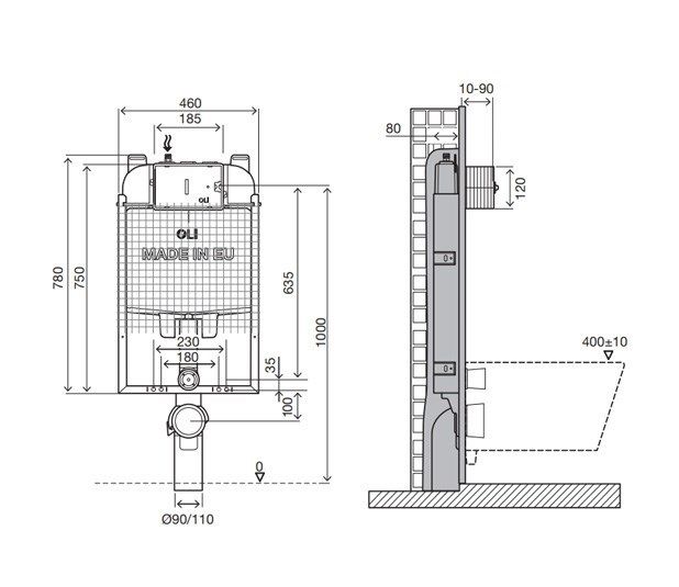 Бачок сливной OLI 74 Simflex механический (601901)