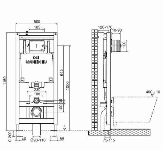 Инсталляция для подвесного унитаза OLI80 ECO Sanitarblock 886914 (887591, механика)