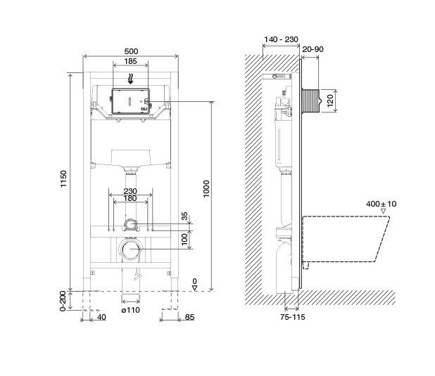 Инсталляция для подвесного унитаза OLI120 Plus Sanitarblock 290160 (механика)