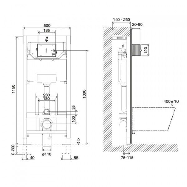 Комплект инсталляция + панель слива Slim Oli 120 ECO Sanitarblock mechanic (879236mSL01)