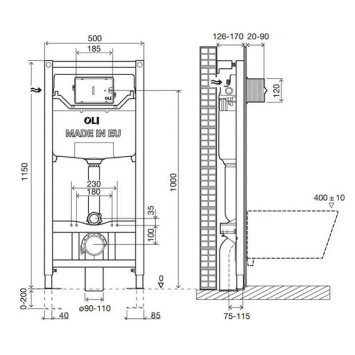 Комплект: Инсталляция OLI 120 ECO Sanitarblock pneumatic,karisma хром глянцевый (879235рKAOOП)