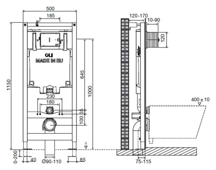 Инсталляция для унитаза OLI 80 ECO Sanitarblock mechanic (886914)