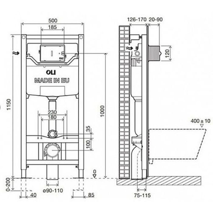 Инсталляция для подвесного унитаза Oli 120 ECO Sanitarblock + панель слива Karisma, хром (879235pKA00)