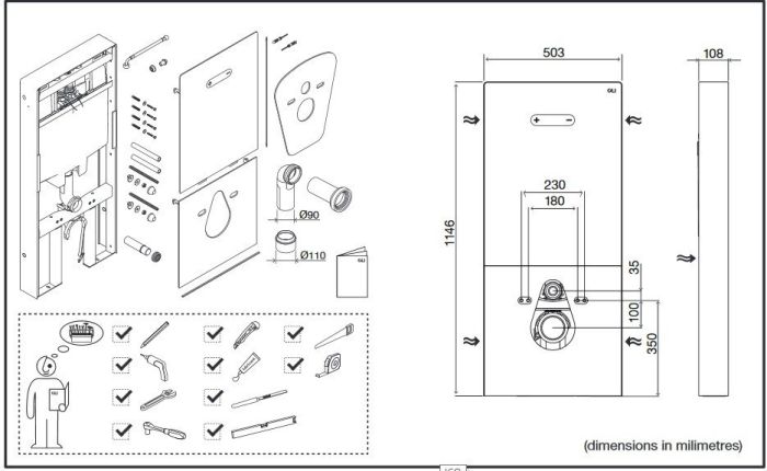 Модуль для подвесного унитаза Oli QR-Inox Susp Button, черный  (061568)