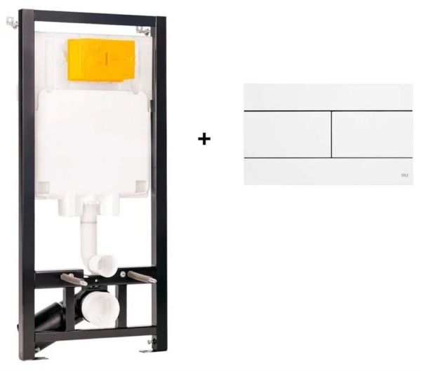 Комплект:Инсталляция OLI 80 ECO, механическая клавиша смыва Slim белый (886914SLO1)