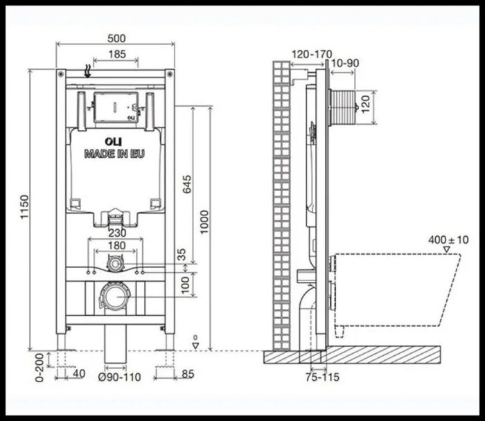 Комплект:Инсталляция OLI 80 ECO, механическая клавиша смыва Slim белый (886914SLO1)