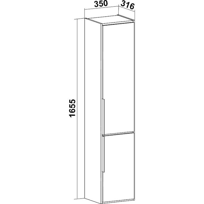 Пенал Runo правый подвесной дуб черный Мальта 35 (00-00001095)