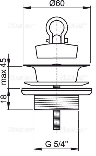 Водослив для умывальника 5/4" цельнометаллический, арт. A439