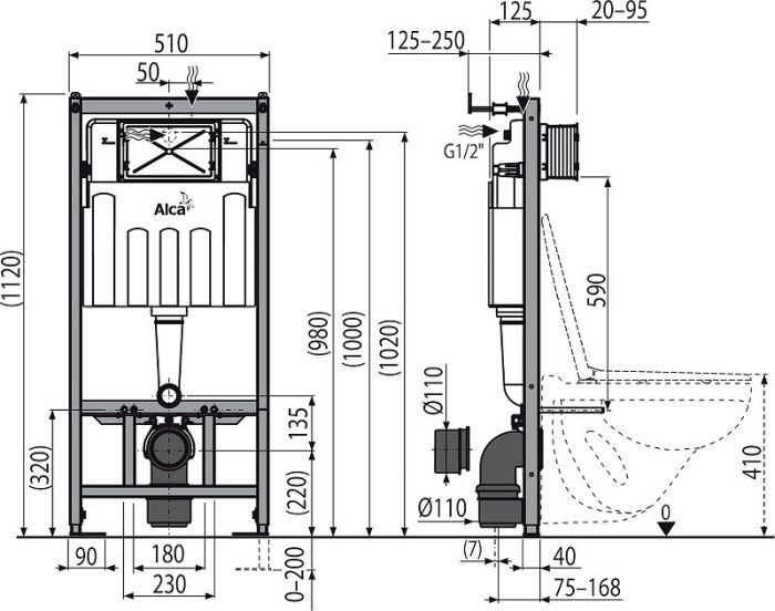 Set инсталляции с белой кнопкой арт. AM101/1120-3:1 RU M70-0001