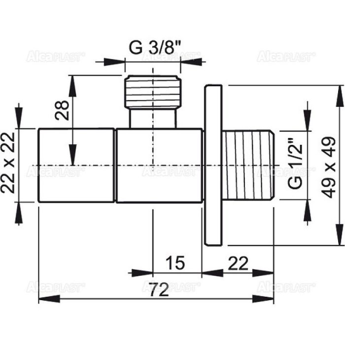 Угловой вентиль 1/2" ? 3/8", квадратный, арт. ARV002