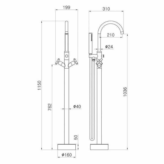 Смеситель для ванны Swedbe Spira 4002 Хром