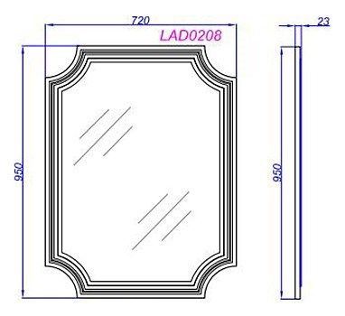 Подвесное зеркало AQWELLA LaDonna , 72см  (LAD0207BLK)