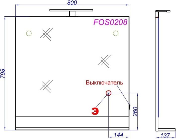 Подвесное зеркало AQWELLA Foster , 80см  (FOS0208DS)