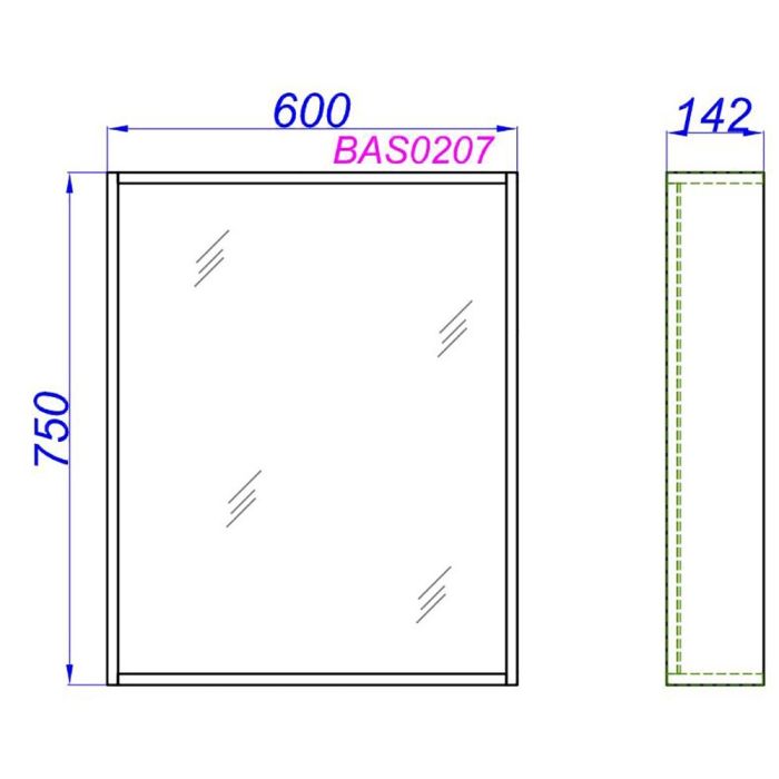 Подвесное зеркало AQWELLA Basic , 75см  (BAS0207DZ)