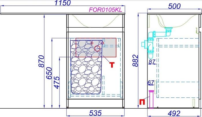 Напольная тумба под умывальник AQWELLA Forma , 53,5см  (FOR0105KL)