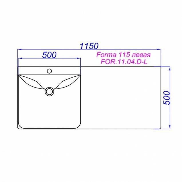 Раковина левая 115 см Aqwella Forma FOR.11.04.D-L