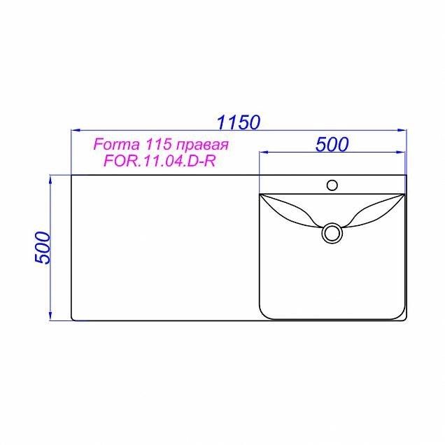 Раковина правая 115 см Aqwella Forma FOR.11.04.D-R