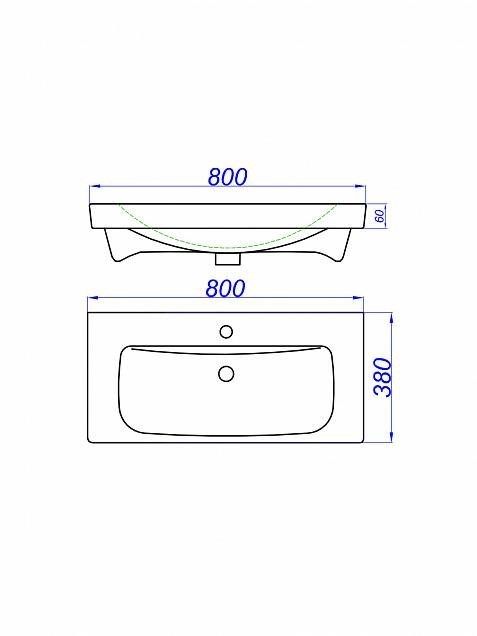 Раковина 80 см, белая, Aqwella Moduo slim 80 UM-MOD80SL/1