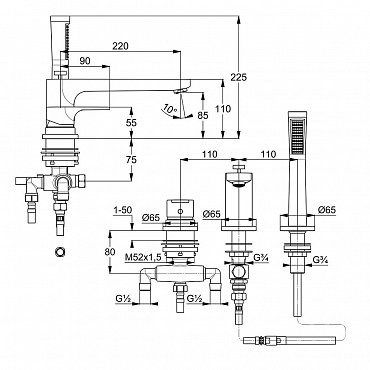 Смеситель для ванны KLUDI Zenta SL (484480565) хром